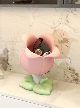 速发郁金香花朵收纳居件风关客厅桌面家居装饰奶油玄乔迁新摆礼品