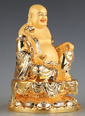 速发鎏金纯铜弥勒像菩萨勒像大肚笑佛家用供奉弥佛佛神佛招财摆件