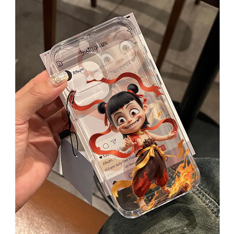 重影小哪吒手机壳苹果16pro华为pura70表情包iPhone15promax小米14哪咤之魔童闹海2vivo可爱OPPO周边13适用12
