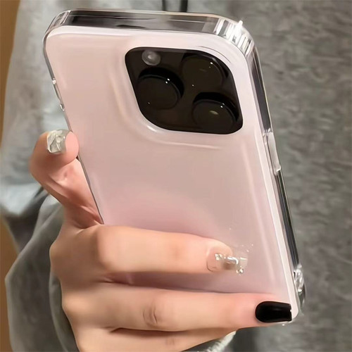 粉嫩韩系纯色英文适用苹果17promax手机壳iPhone16/15新款13双层壳12华为P70荣耀400vivo小米14红米K80oppo - 图0