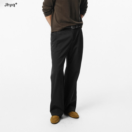 JHYQ2026秋冬宽松休闲西裤男直筒百搭合身版黑色西装裤通勤长裤子 - 图1