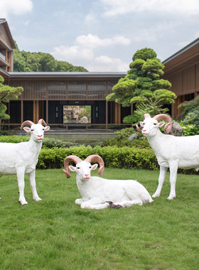 仿真发光山羊雕塑玻璃钢