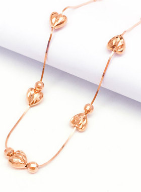 俄罗斯585紫金女款玫瑰金蛇骨爱心手链时尚欧美潮流高级感ins礼物