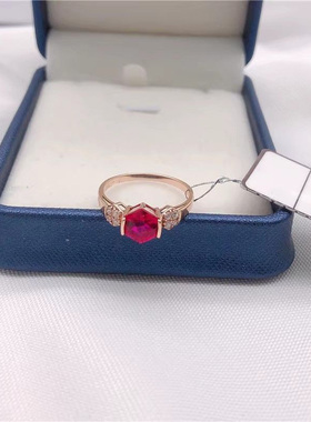 俄罗斯585紫金高级简约气质百搭红色戒指女镀14K个性时尚礼物轻奢