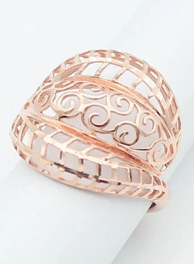 俄罗斯585紫金戒指女款轻奢简约精致礼物时尚设计感气质奢华小众