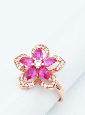 俄罗斯585紫金戒指女款轻奢精致礼物时尚简约复古设计感个性小众