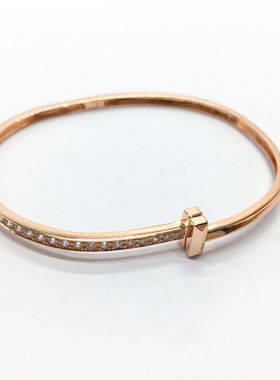 俄罗斯585紫金小众设计高级感时尚T形手镯玫瑰金镀18K网红饰品ins