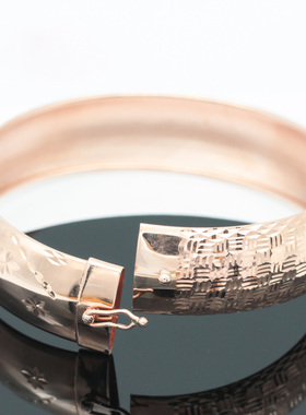 俄罗斯585紫金欧洲镀14K玫瑰金车花手镯精美女款时尚简约礼物精致