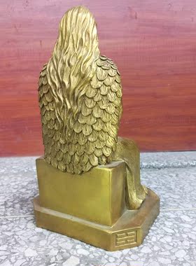 纯铜大号铜伏羲大帝铜像紫铜色八卦祖师神像供奉摆件