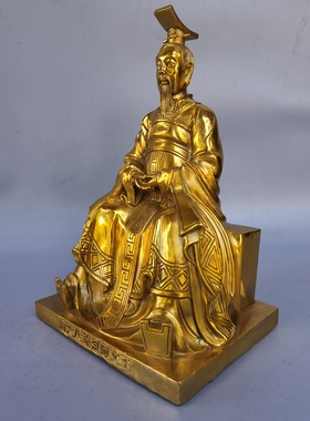 纯铜后天八卦祖师周文王西伯侯姬昌神像家居人物镇宅文王桌面摆件