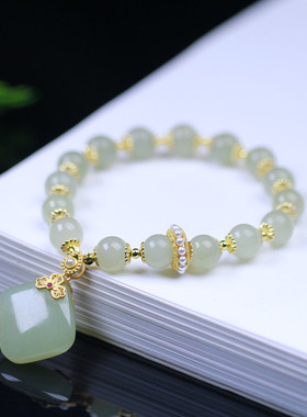 天然和田玉情水手链搭配s925银放糖配件时尚简约男女生款饰品手串