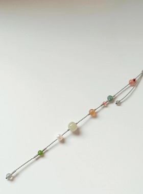 新中式手工编制晴水南红碧玉小多宝手绳夏日女款时尚小清新手串