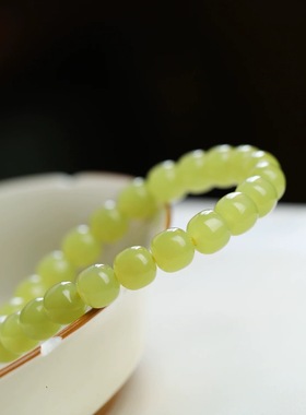 天然和田玉正品手链新疆黄口玉石晴水青绿玉本命年平安手串