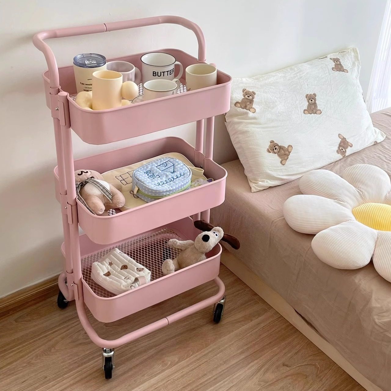 小推车置物架多层落地储物婴儿厨房学生水杯收纳移动零食车手推车,淘宝优惠券,粉丝福利购,淘宝优惠卷