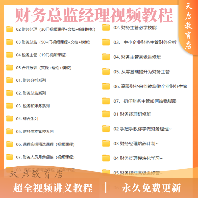 财务总监经理主管培训教程会计税务CFO财务分析管理教学视频课程 - 图0