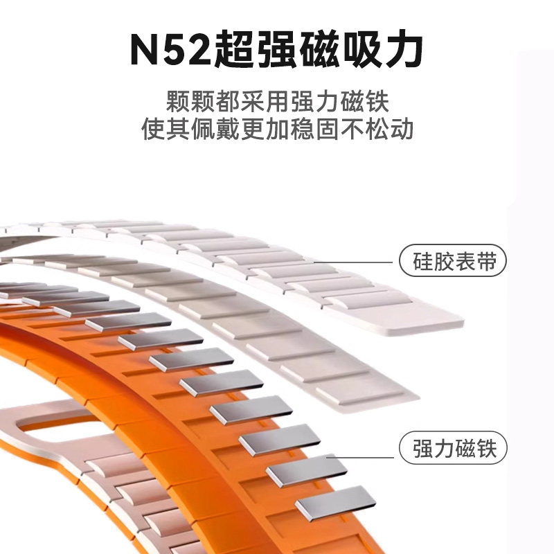 张婧仪同款bkhk适用华为手表gt6表带watch5硅胶磁吸卡扣腕带4/3/2pro防汗透气智能非凡大师2新款轻薄高级表链,淘宝优惠券,粉丝福利购,淘宝优惠卷