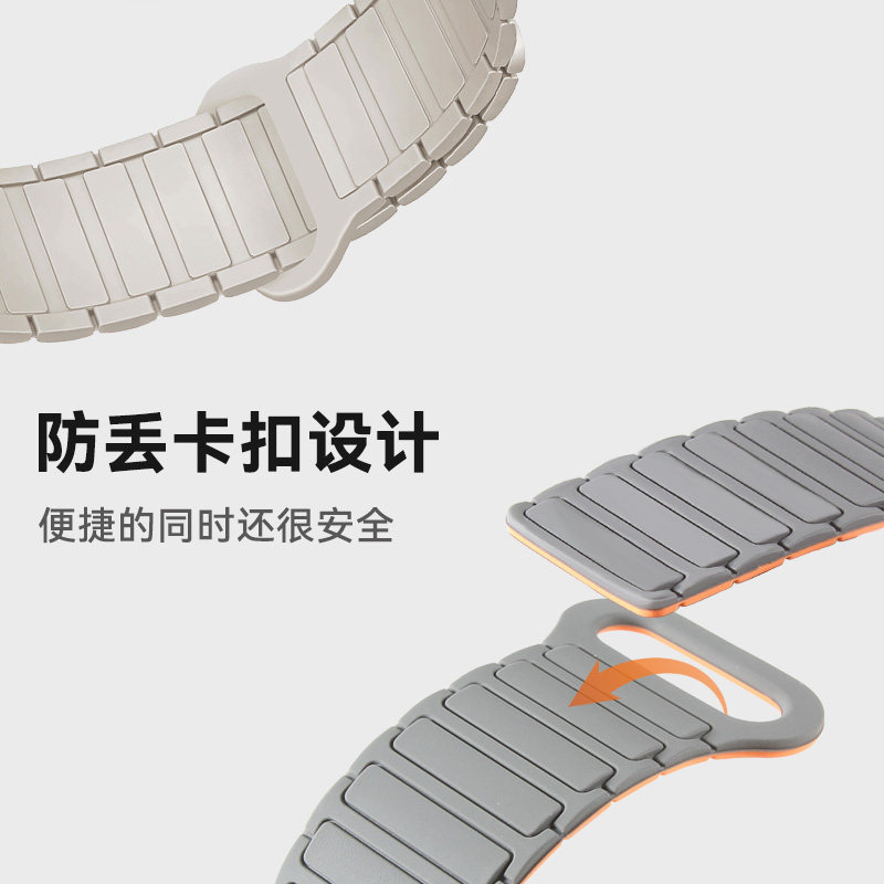 张婧仪同款bkhk适用华为手表gt6表带watch5硅胶磁吸卡扣腕带4/3/2pro防汗透气智能非凡大师2新款轻薄高级表链,淘宝优惠券,粉丝福利购,淘宝优惠卷