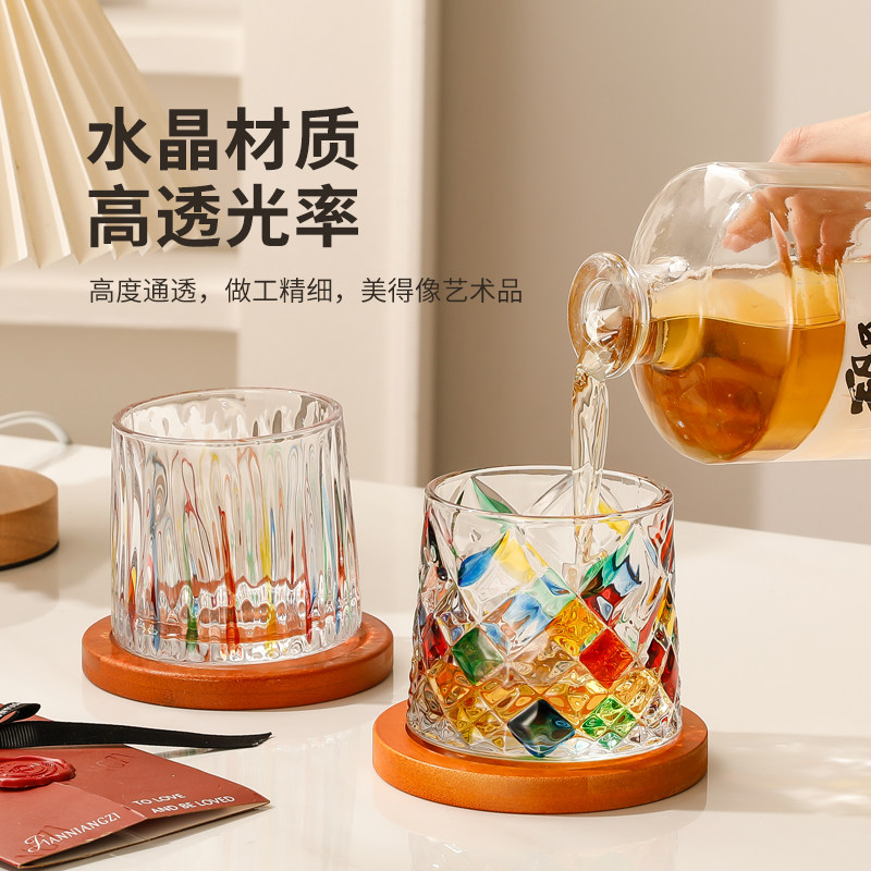 简娘子【转转杯】威士忌酒杯乔迁礼盒套装高档彩绘新婚新居伴手礼,淘宝优惠券,粉丝福利购,淘宝优惠卷