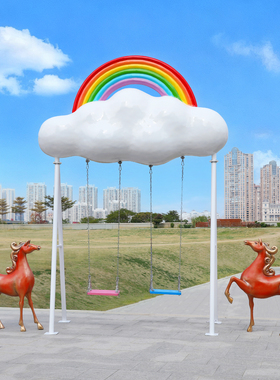 马年卡通玻璃钢雕塑动物美陈装饰