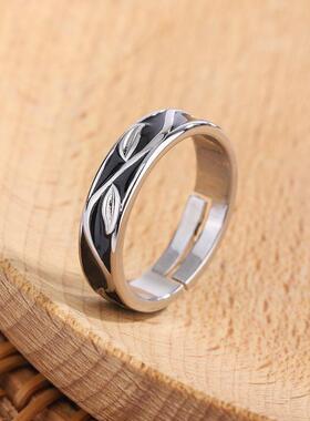 新款韩国风复古树叶指环潮流纹路花纹戒指时尚个性设计感手饰品女