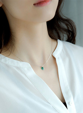 简约创意滴胶绿色树叶项链女小清新甜美气质叶子吊坠锁骨项链饰品