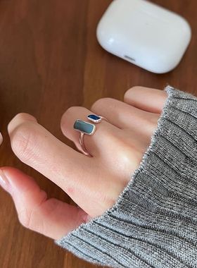 新品韩版简约长方形几何型戒指女ins冷淡风个性潮人精美开口手饰