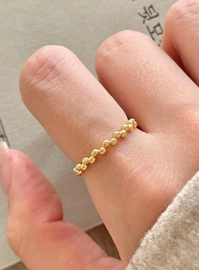 新款日韩新款冷谈风珠珠戒指时尚百搭个性小众开口圆珠百搭指环女