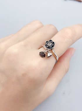 01988复古流苏莲蓬莲花戒指简约气质时尚个性高级感泰银指环饰品