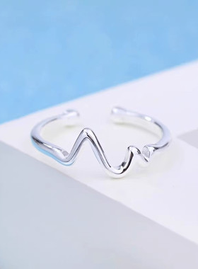 戒指女简约潮流星星心电图爱心指环时尚网红款不规则气质ins配饰