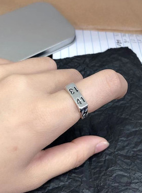 韩版泰银个性数字1314戒指开口简约小众设计复古锁链戒指女饰品戒