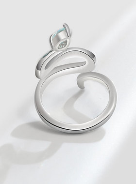 新款欧美跨境新款滴油青蛇开口戒指男女个性冷淡风镀银灵蛇指环