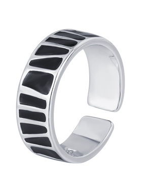 新款欧美跨境高级感珐琅滴釉黑白灰色戒指女个性冷淡风简约指环