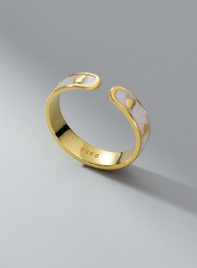 2024新款日韩白色滴胶爱心戒指ins风甜美可爱设计感气质手饰品女