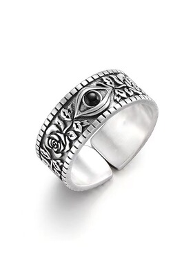 新品小众设计上帝之眼戒指男潮流复古个性痞帅高街开口指环手饰