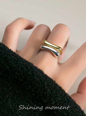 新款日韩新品不规则光面开口戒指ins风圆弧形高级感气质手饰女