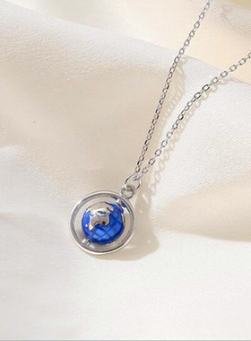 韩版时尚个性创意地球仪项链女锁骨链小清新甜美星球吊坠项链饰品