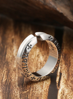 新品戒指女设计感小众欧美复古涂鸦字母食指戒指嘻哈朋克饰品