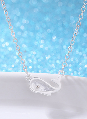 韩版时尚小海豚项链鲸鱼之恋吊坠天猫女饰品外贸项链一件代发