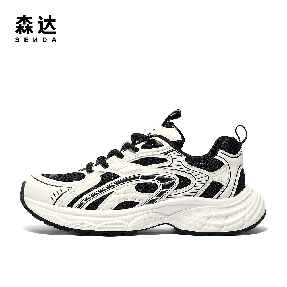 森达休闲运动鞋男2025秋新网面老爹鞋商场同款厚底休闲鞋1YM01CM5 - 图0