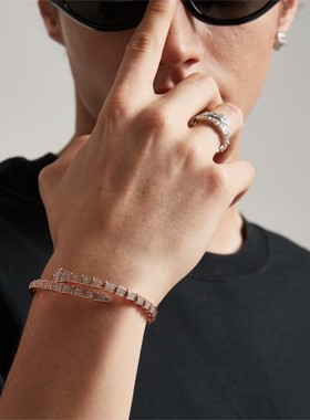 超闪欧美情侣手镯蛇骨天然锆石