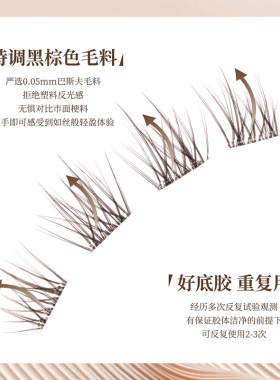 无梗免胶黑棕色小绒花假睫毛自然