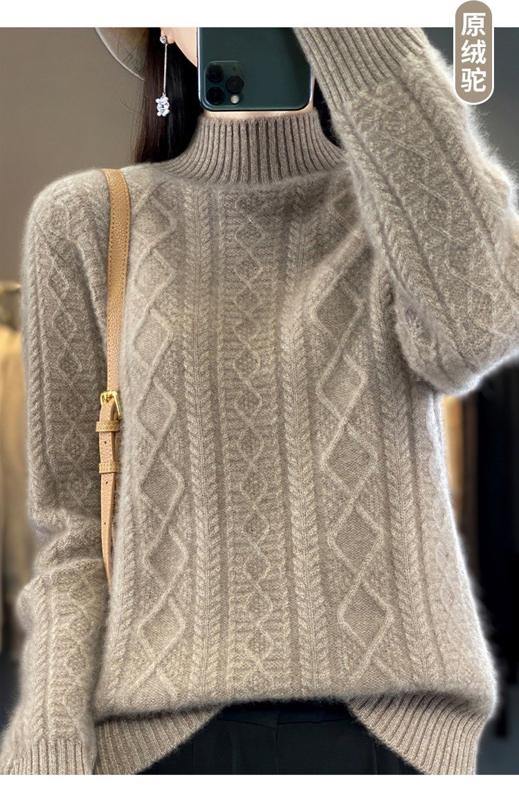 大爆款加厚半高领100纯羊毛衫宽松七针双股加厚毛衣针织打底衫女,淘宝优惠券,粉丝福利购,淘宝优惠卷