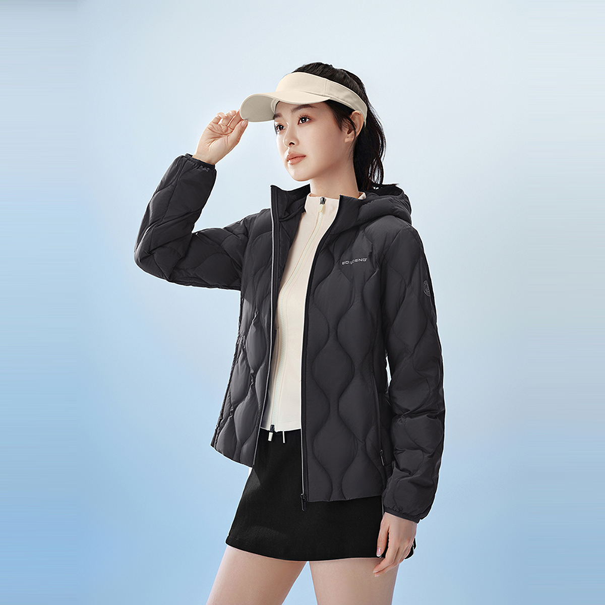 波司登25秋季新款鹅绒羽绒服内胆女士短款连帽轻薄亲肤舒适外套 - 图0