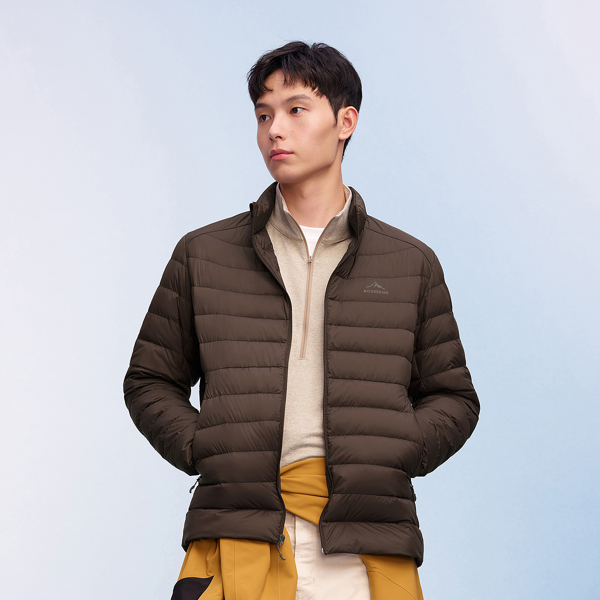 90鹅绒波司登25秋新款排骨条立领羽绒服男女短款防风外套内胆叠穿 - 图1