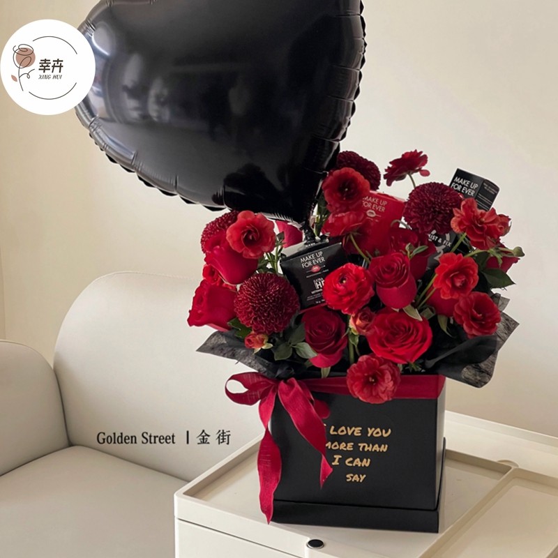 情人节新款触感皮纹方盒简约英文方形抱抱桶花艺插花礼盒包装纸盒,淘宝优惠券,粉丝福利购,淘宝优惠卷