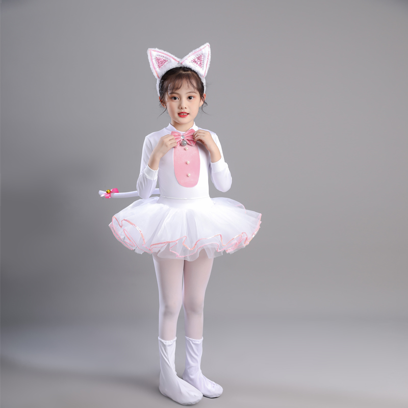 儿童小猫演出服幼儿园猫咪动物表演服现代舞学猫叫舞台蓬蓬纱裙装
