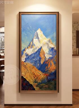 玄关装画入正对饰中古风绿色景画风走廊过道迎门挂户画门新款定做