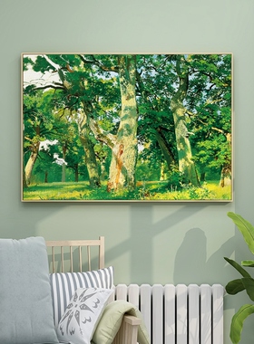 网红希施金 大树 油画客厅装饰画印象派北欧森林餐厅风景画大师名