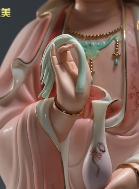 速发16至21供立菩笑脸观音莲萨寸奉佛像家用陶瓷立式观音禅意