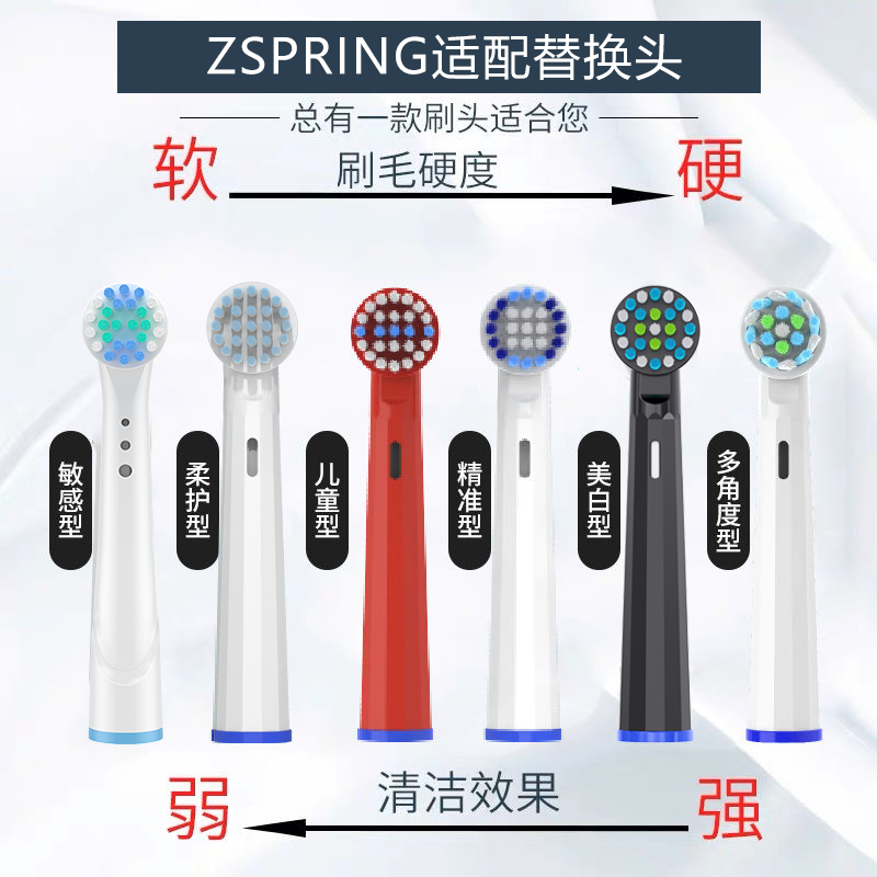 ZSPRING适配欧乐b电动牙刷头oralb欧乐比博朗D12替换3759/P2000